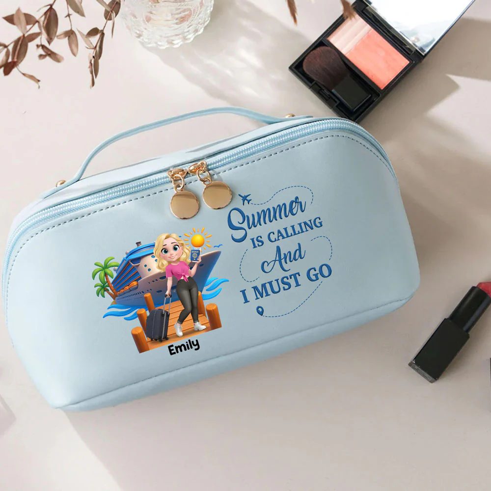 All My Cruise Crap - Personalized Custom Leather Makeup Bag - Image 2