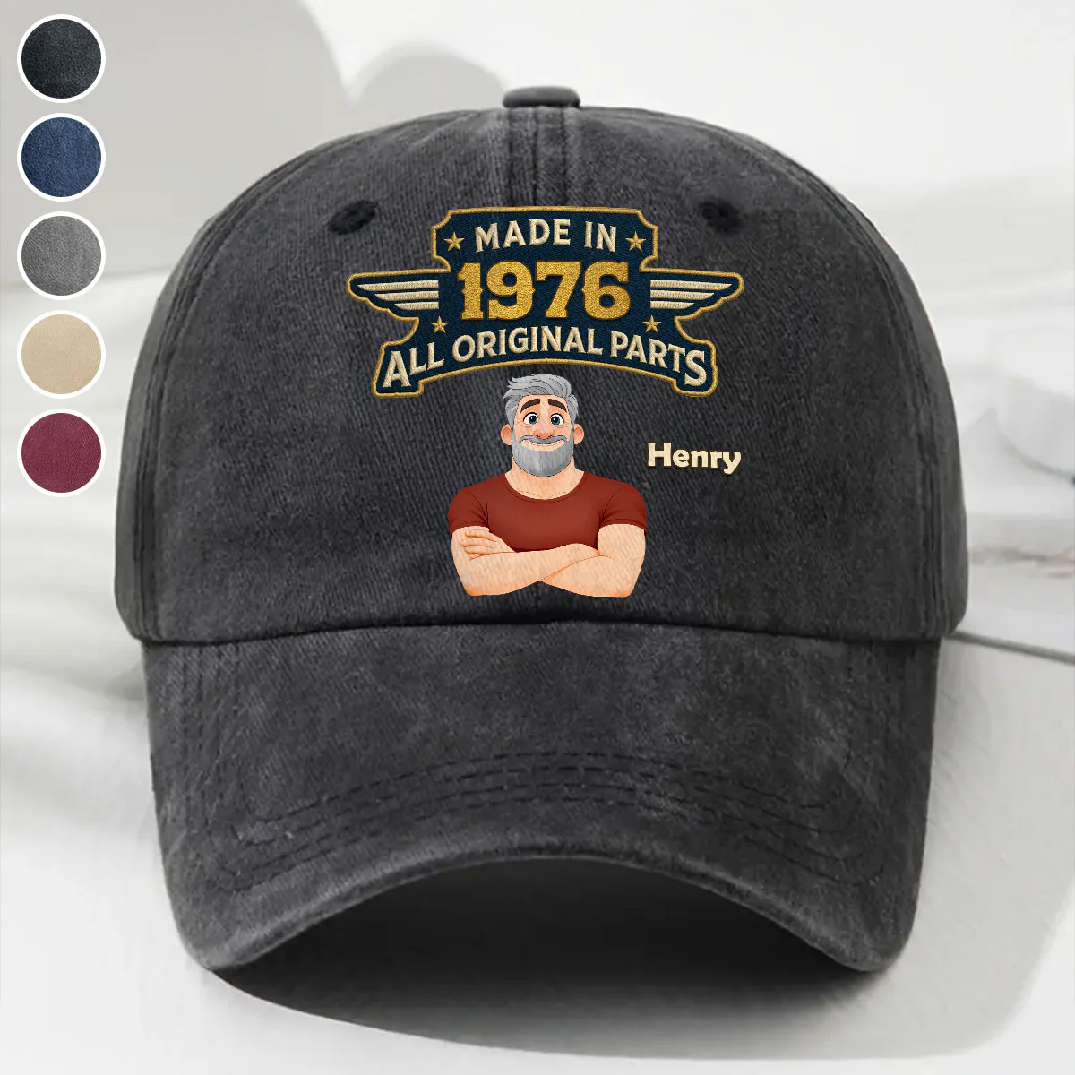 All Original Part - Personalized Custom Vintage Washed Denim Cap