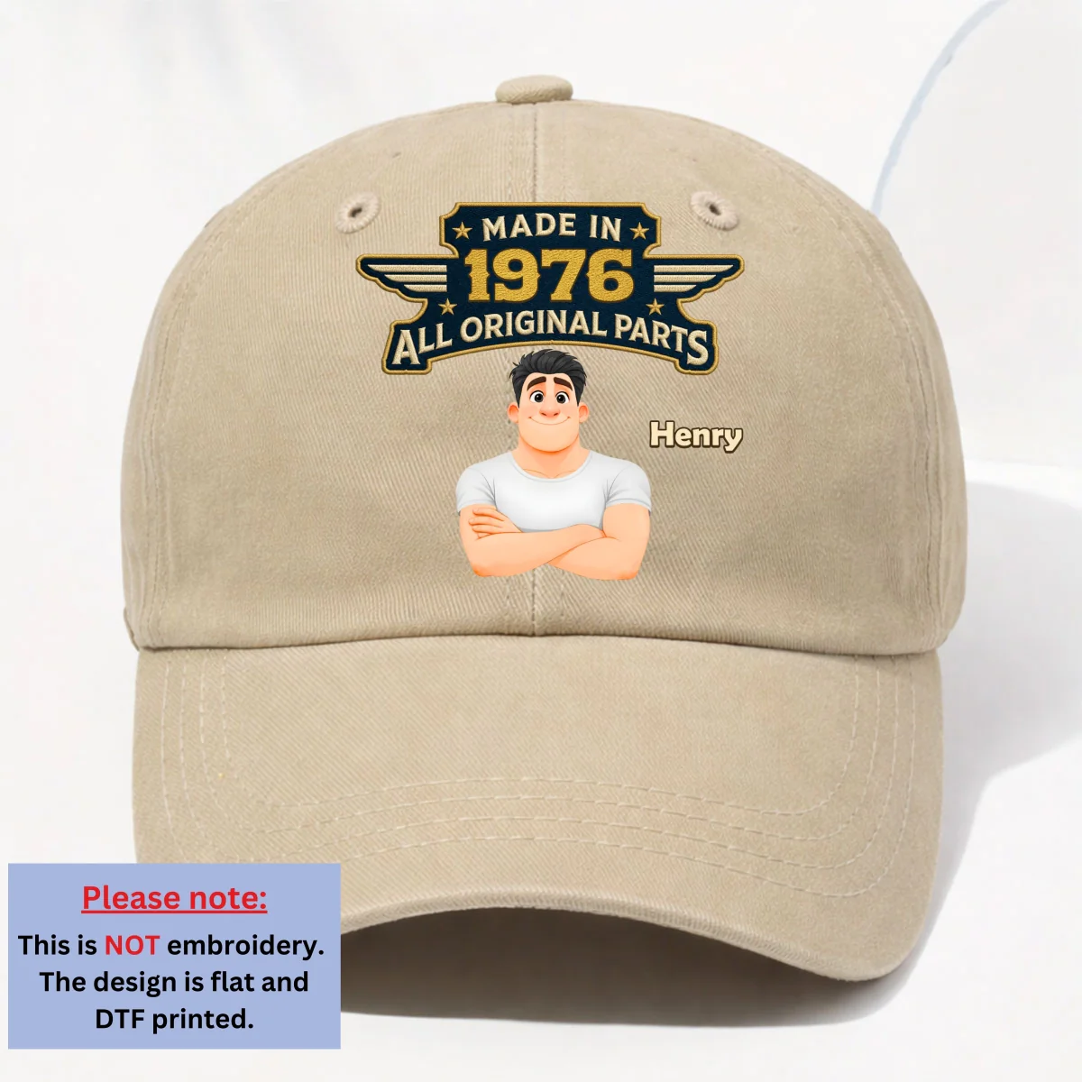 All Original Part - Personalized Custom Vintage Washed Denim Cap - Image 10