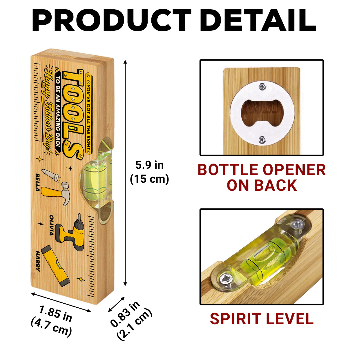 All The Right Tools - Personalized Custom Wooden Spirit Level Bottle Opener - Image 6