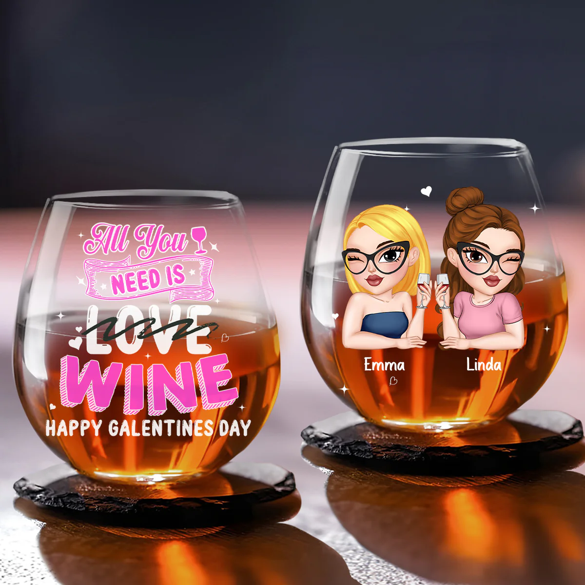 All You Need Is Wine - Personalized Custom Wine Glass - Image 2