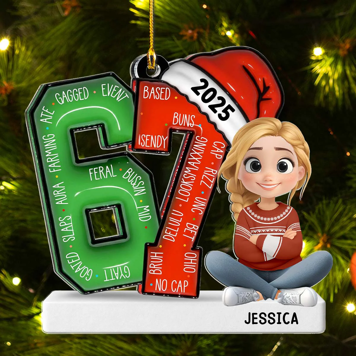 Alpha Six Seven Slang - Personalized Custom Acrylic Ornament - Image 2