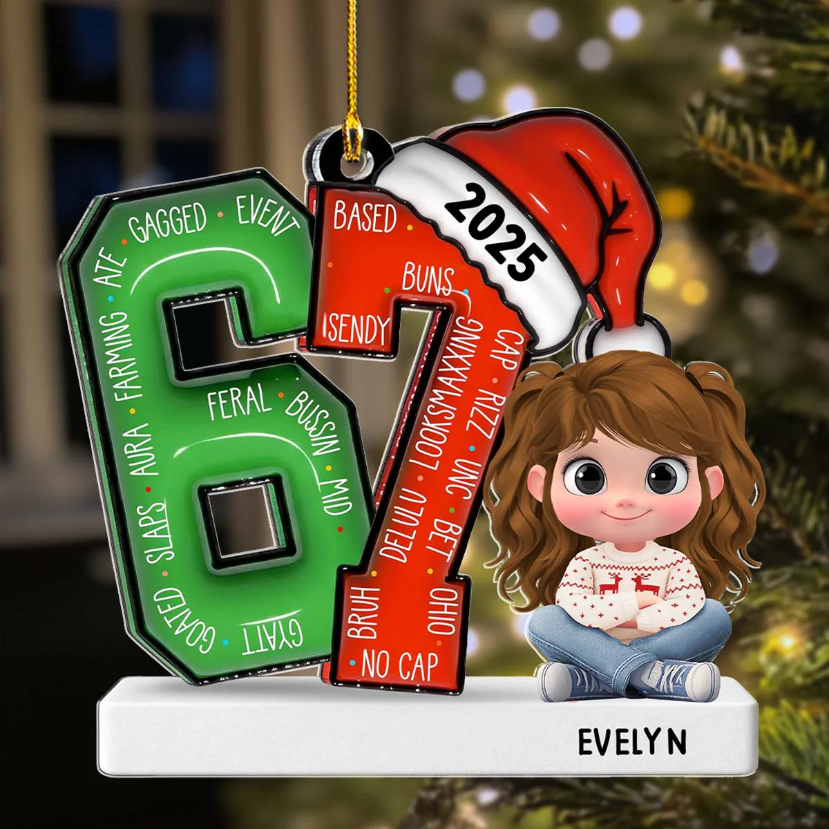 Alpha Six Seven Slang - Personalized Custom Acrylic Ornament - Image 3