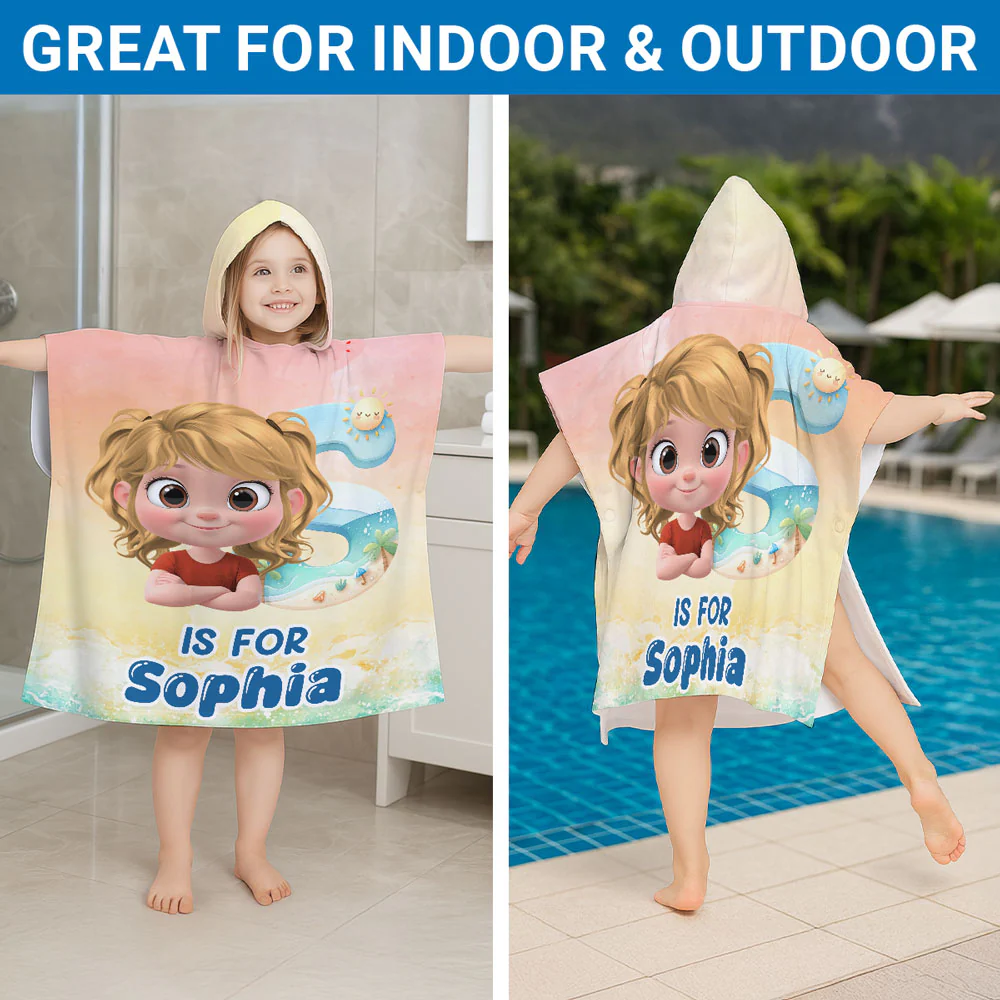 Alphabet Cartoon - Personalized Custom Hooded Beach Towel - Image 3