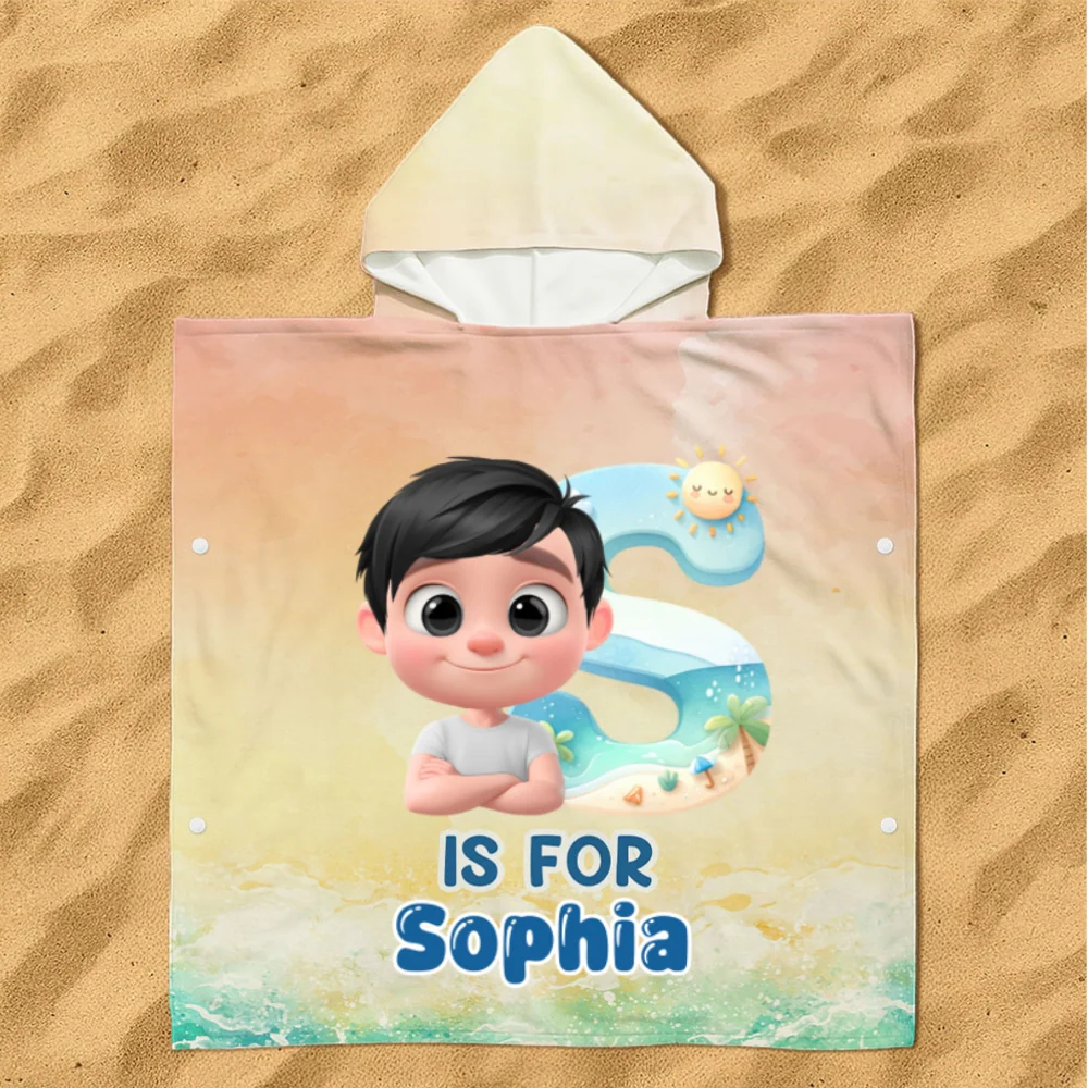 Alphabet Cartoon - Personalized Custom Hooded Beach Towel - Image 7