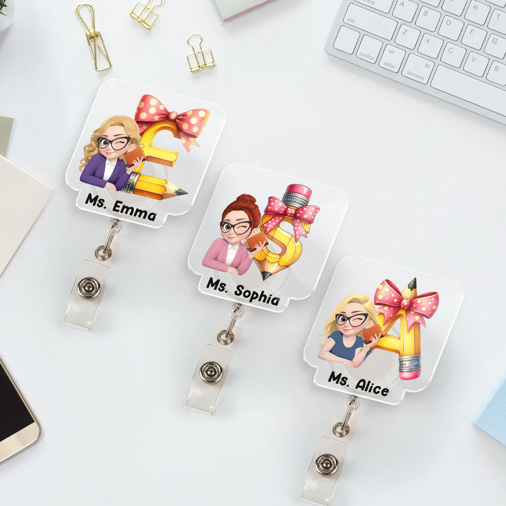 Alphabet Cartoonize - Personalized Custom Acrylic Badge Reel - Image 3