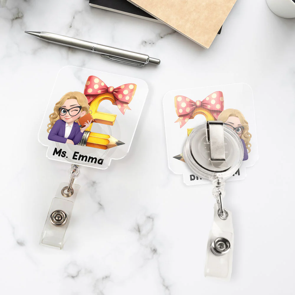 Alphabet Cartoonize - Personalized Custom Acrylic Badge Reel - Image 4