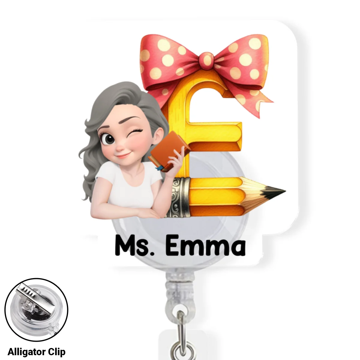 Alphabet Cartoonize - Personalized Custom Acrylic Badge Reel - Image 7