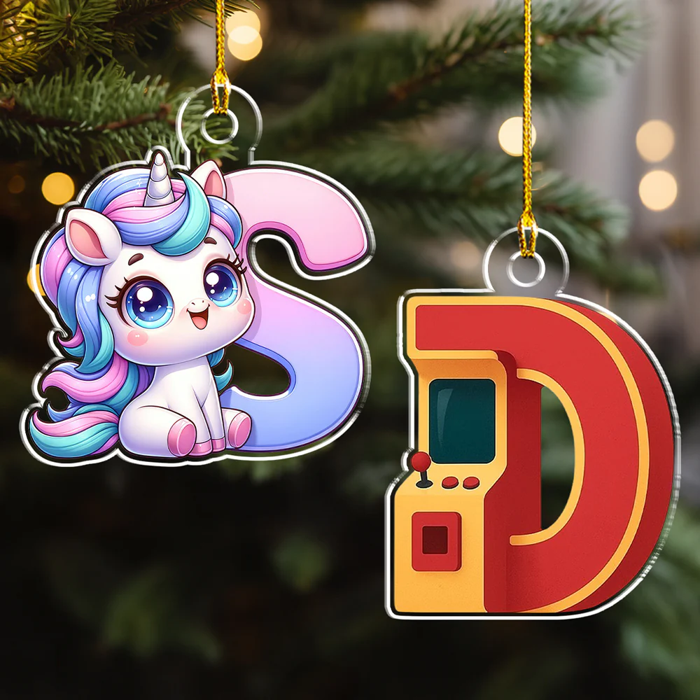 Alphabet Game Cartoon - Personalized Custom Acrylic Ornament - Image 2