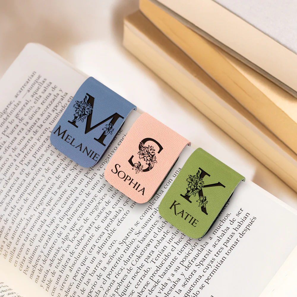 Alphabet - Personalized Custom Leather Bookmark - Image 3