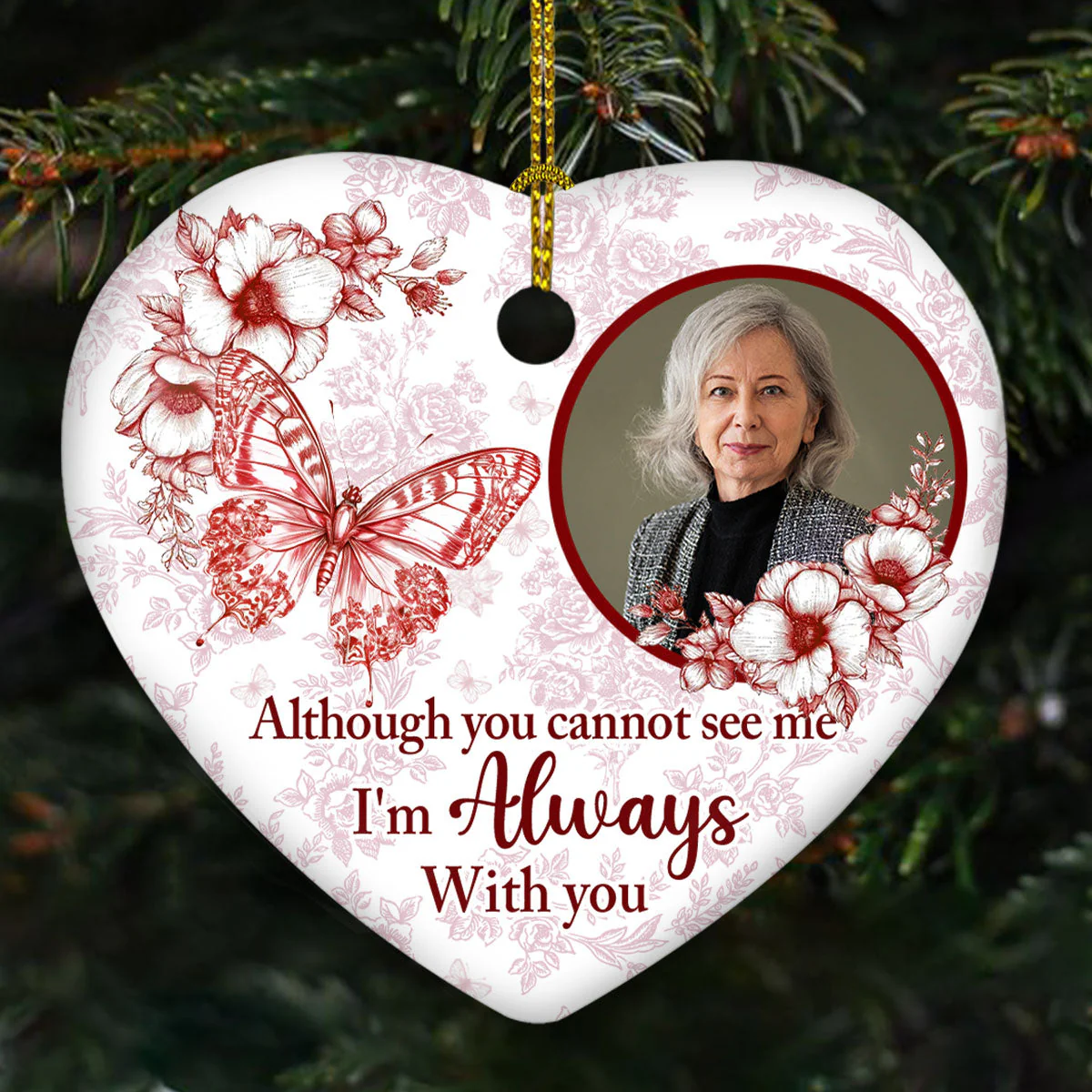 Although You Cannot See Me -  Personalized Custom Ceramic Ornament - Image 4