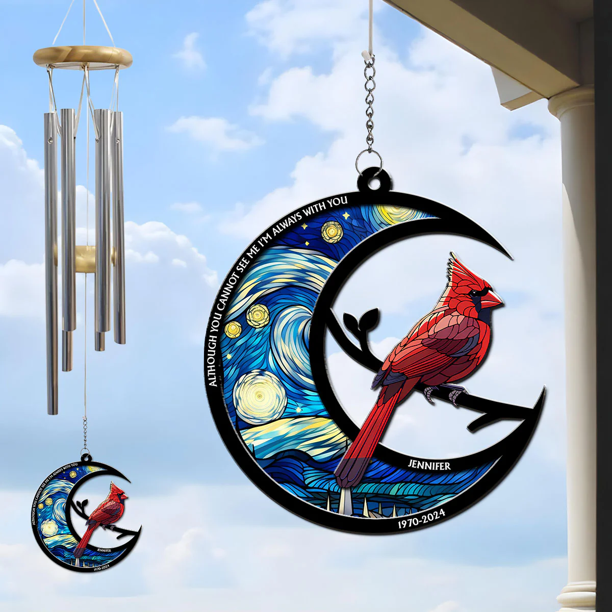 Although You Cannot See Me - Personalized Custom Suncatcher Wind Chime - Image 2