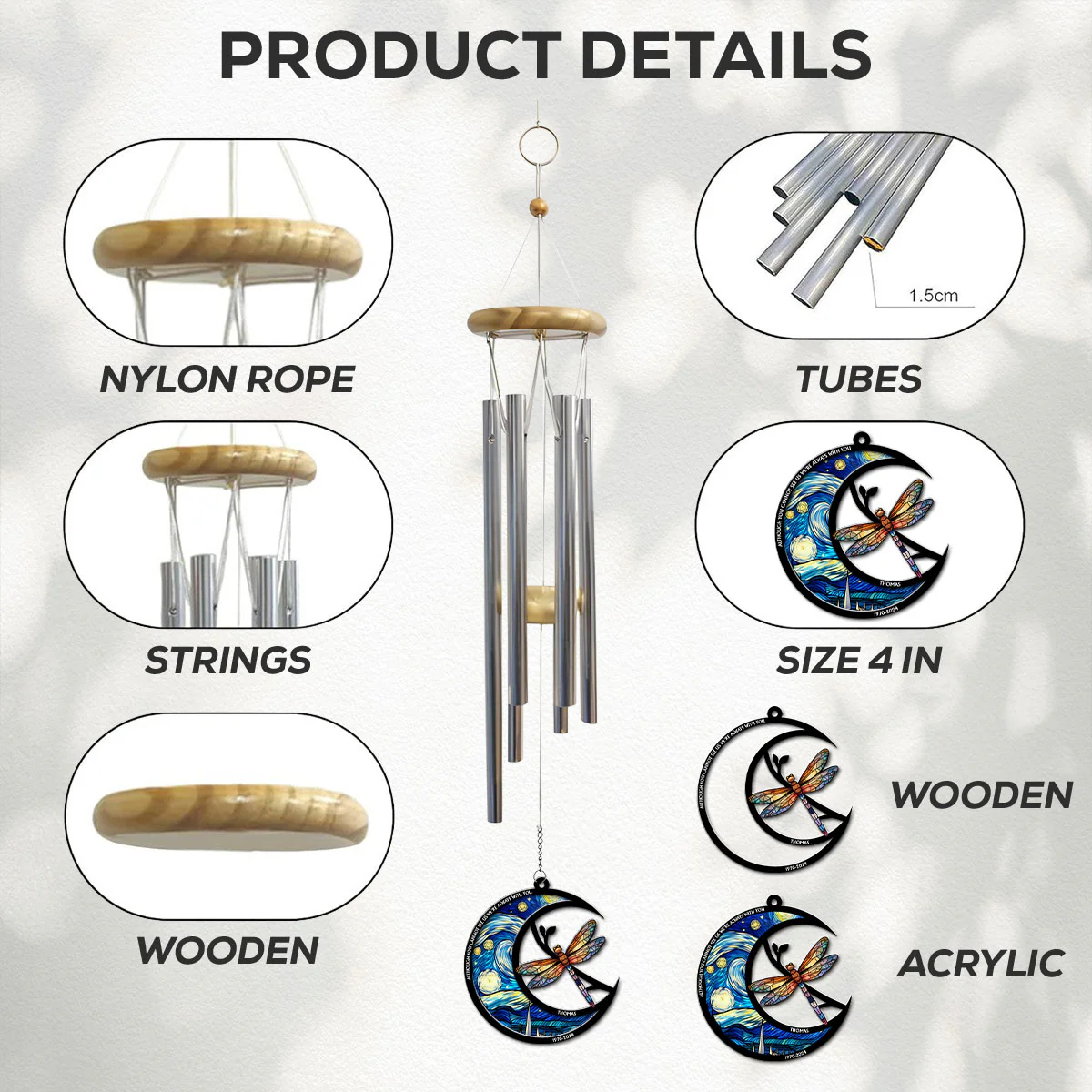Although You Cannot See Me - Personalized Custom Suncatcher Wind Chime - Image 4