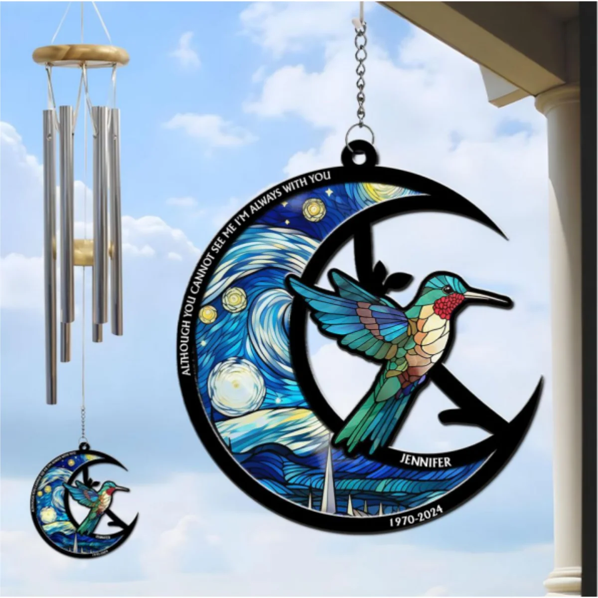 Although You Cannot See Me - Personalized Custom Suncatcher Wind Chime - Image 5
