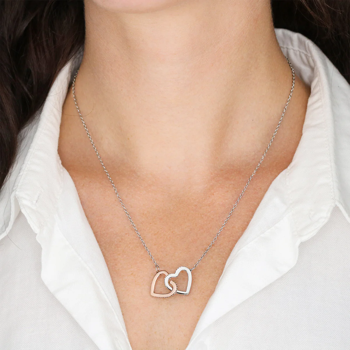 Always Be Brave And Be Strong - Personalized Custom Interlocking Heart Necklace - Image 6