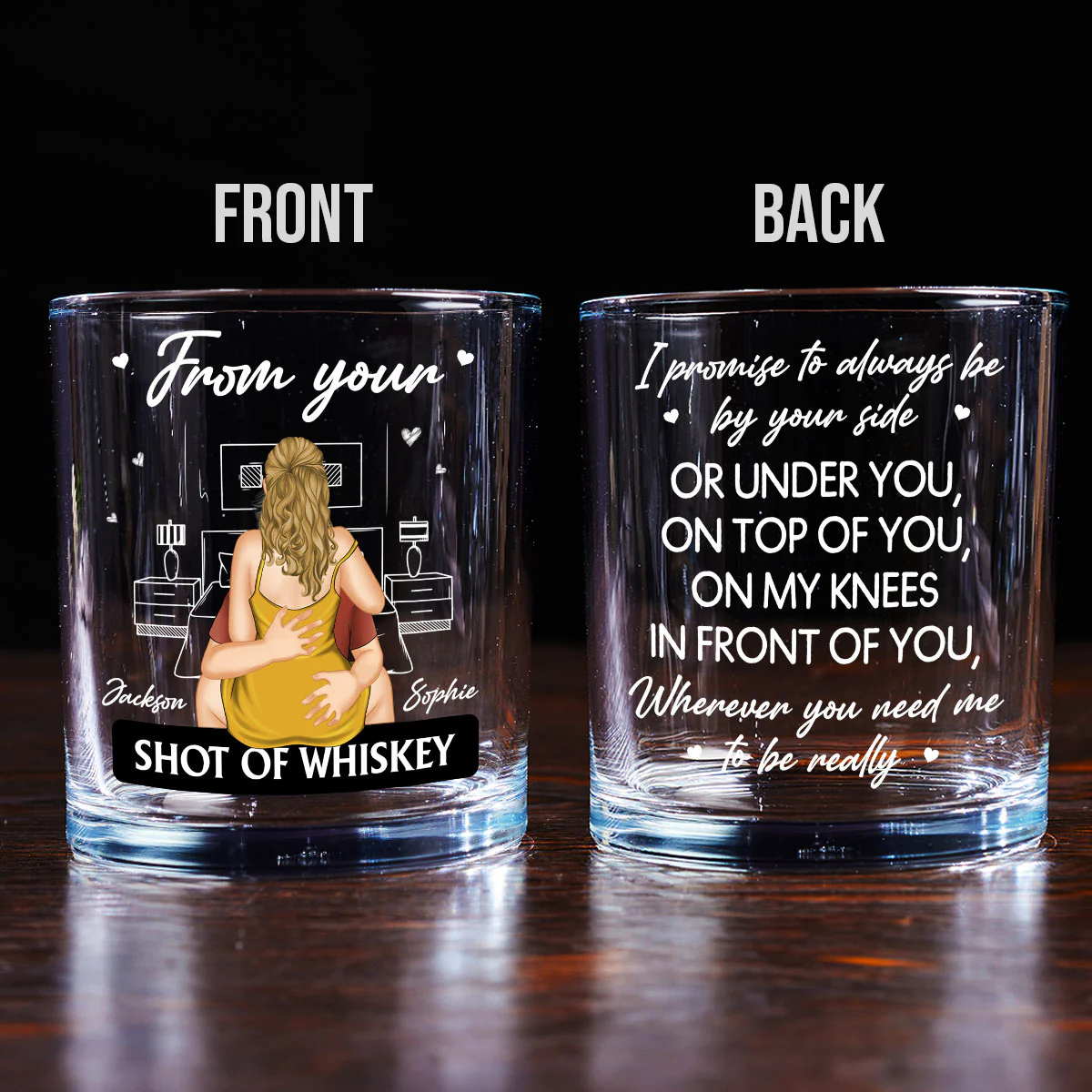 Always Be By Your Side Husband - Personalized Custom Whiskey Glass - Image 2