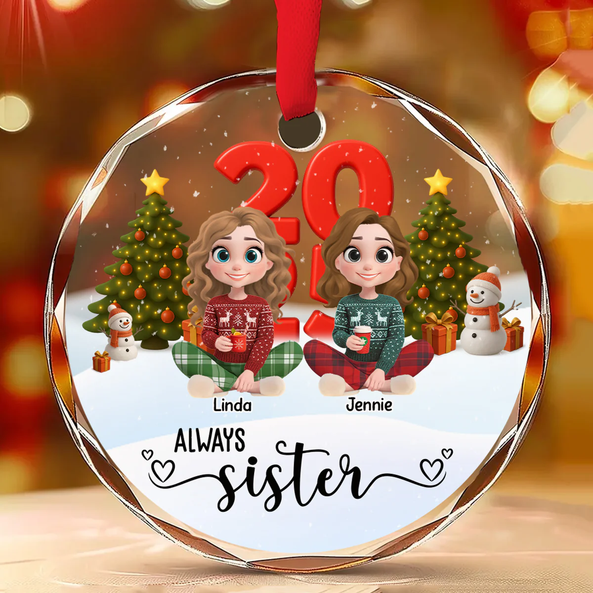 Always Be Slay Sisters - Personalized Custom Glass Ornament - Image 2