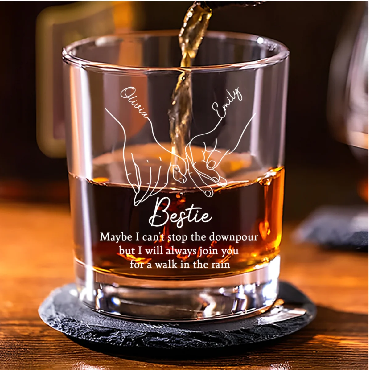Always Bestie - Personalized Custom Whiskey Glass - Image 5