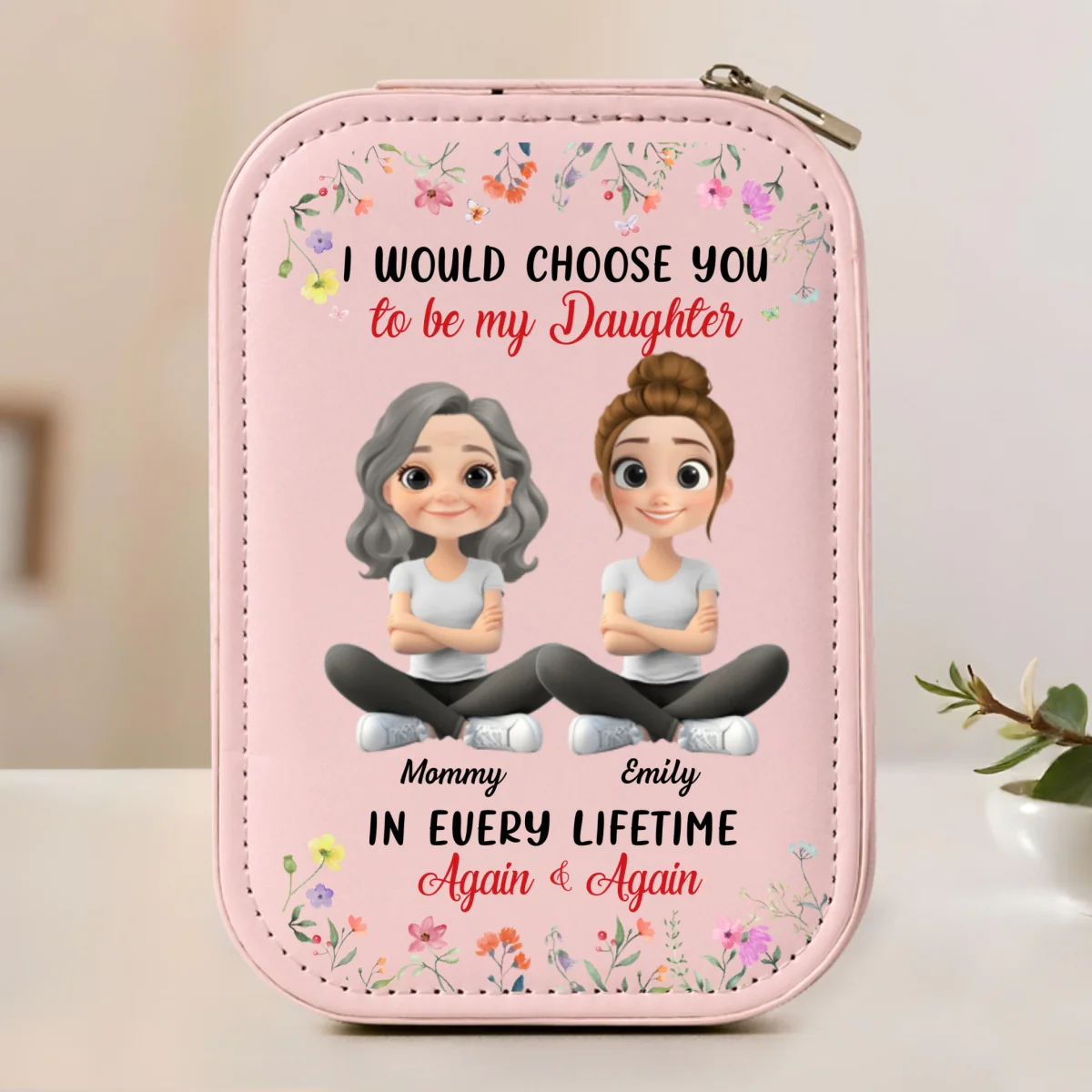 Always Choose You Mom And Daughter - Personalized Custom Jewelry Box With LED Mirror - Image 7