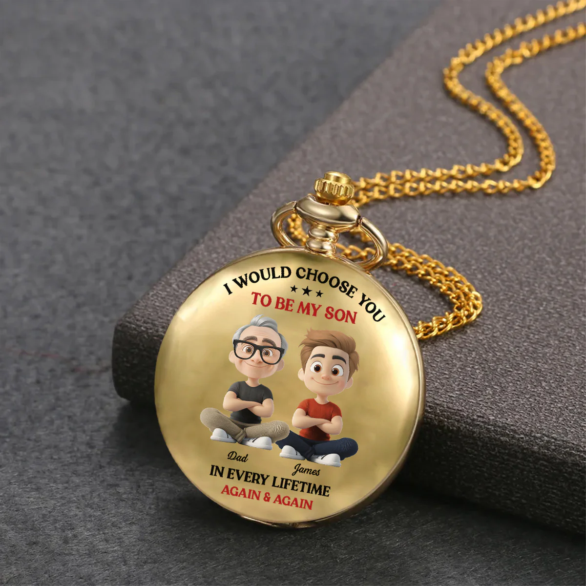 Always Choose You My Son - Personalized Custom Print Pocket Watch - Image 2