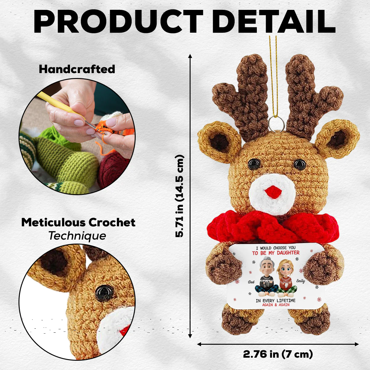 Always Choose You - Personalized Custom Deer Crocheted Ornament - Image 4