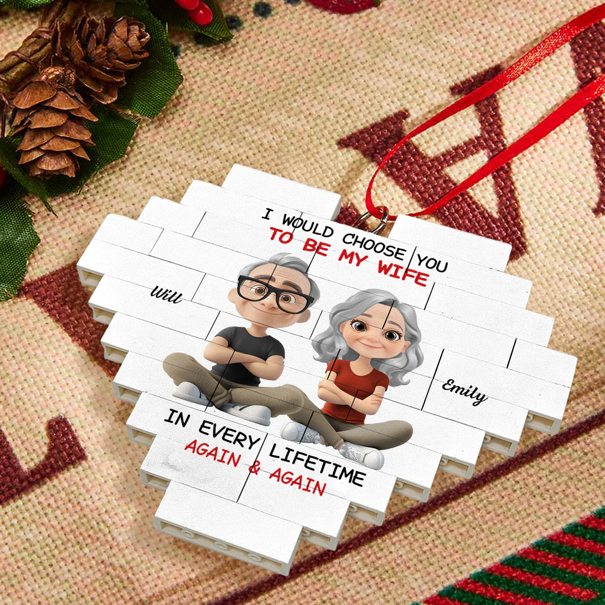 Always Choose You - Personalized Custom Heart Puzzle Ornament - Image 3