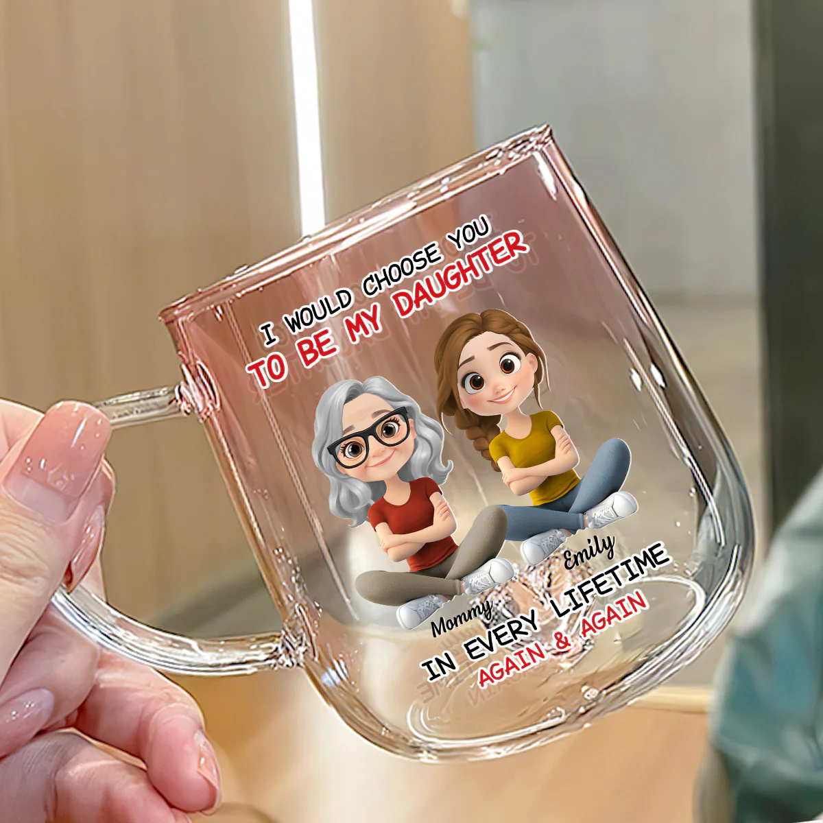Always Choose You - Personalized Custom Pink Gradient Glass Mug - Image 4
