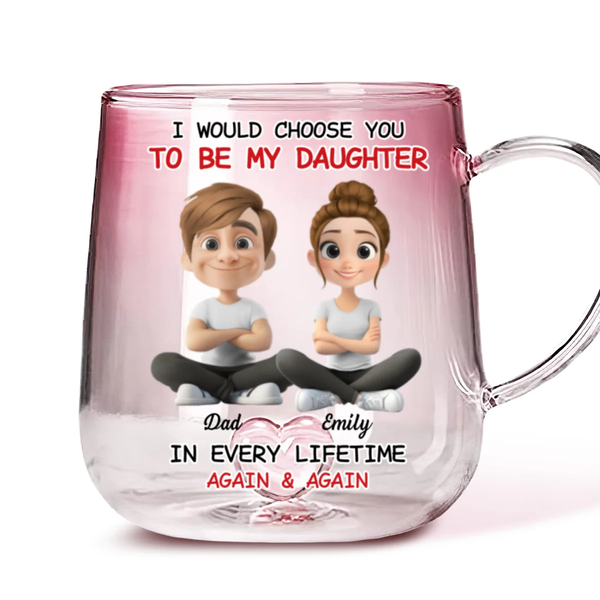Always Choose You - Personalized Custom Pink Gradient Glass Mug - Image 7