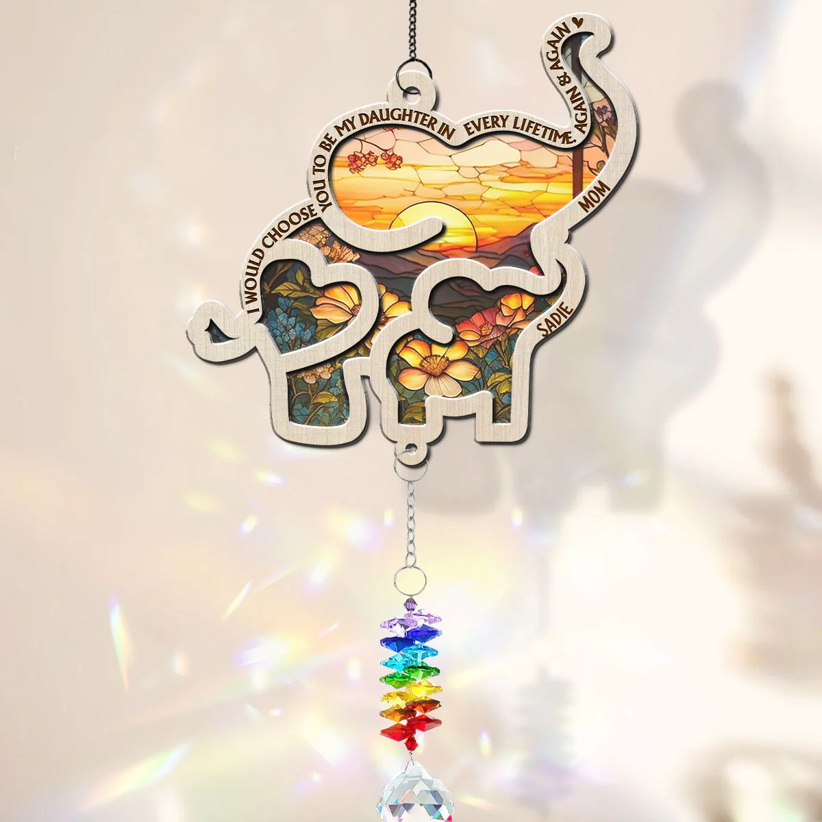 Always Choose You - Personalized Custom Suncatcher With Crystal Rainbow Charm - Image 3