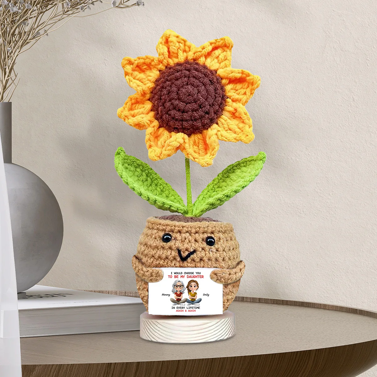 Always Choose You - Personalized Custom Sunflower Crocheted Plushie With Message - Image 2