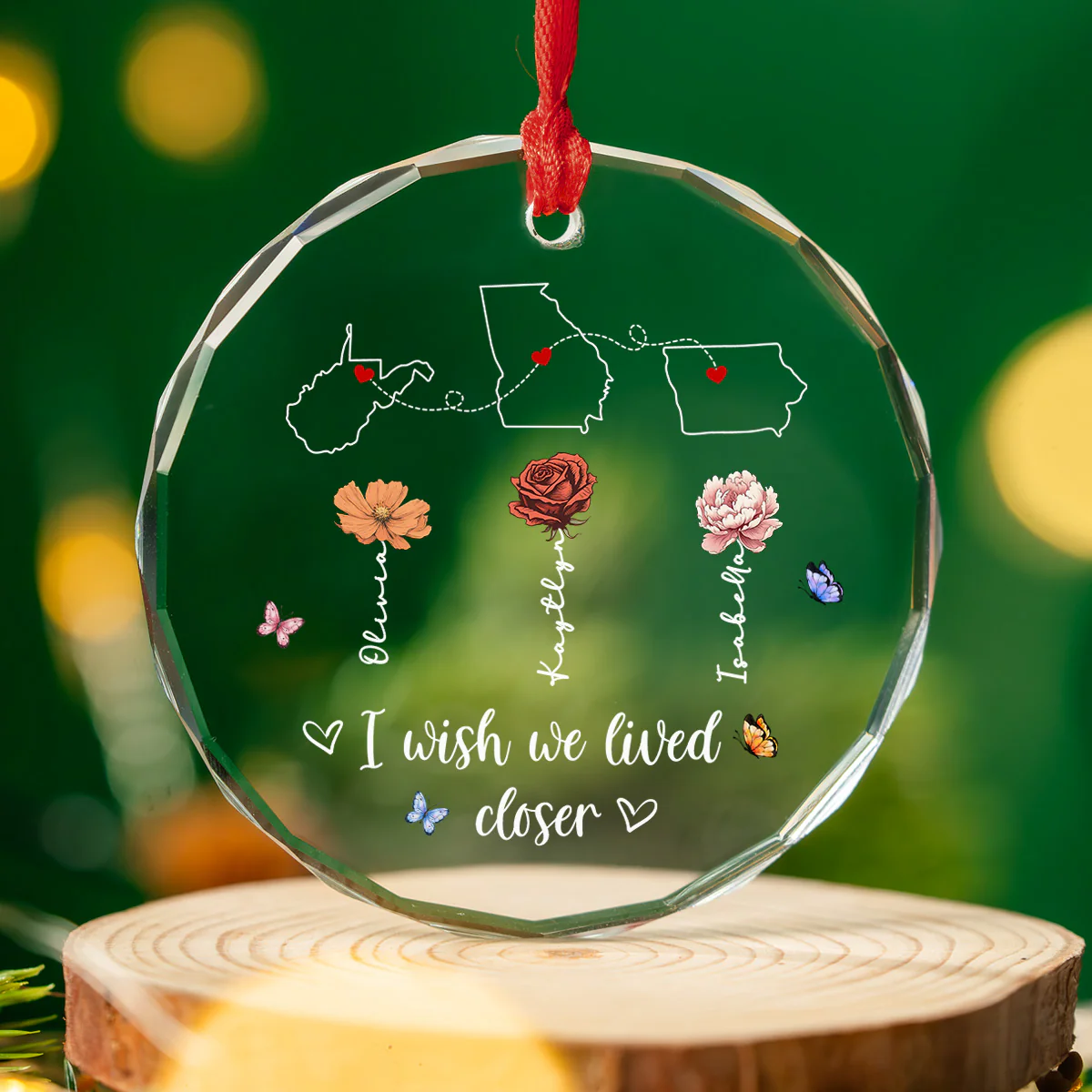Always Close At Heart - Personalized Custom Glass Ornament - Image 3