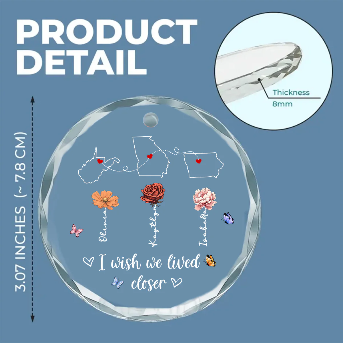 Always Close At Heart - Personalized Custom Glass Ornament - Image 5