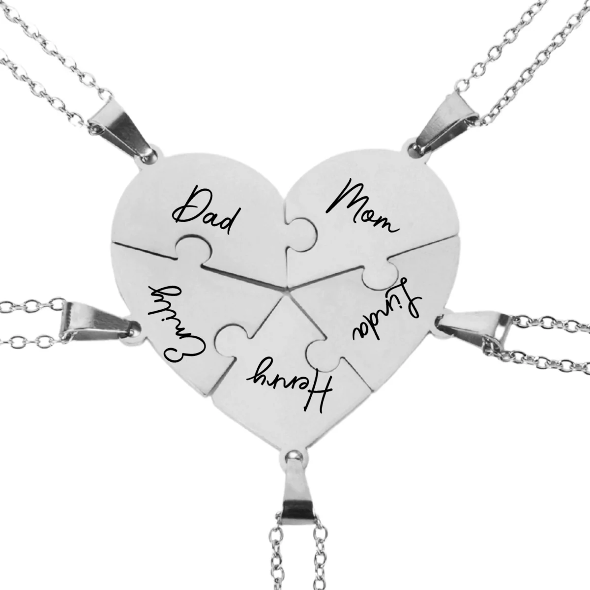 Always Connected By Heart - Personalized Custom Heart Puzzle Necklace - Image 16