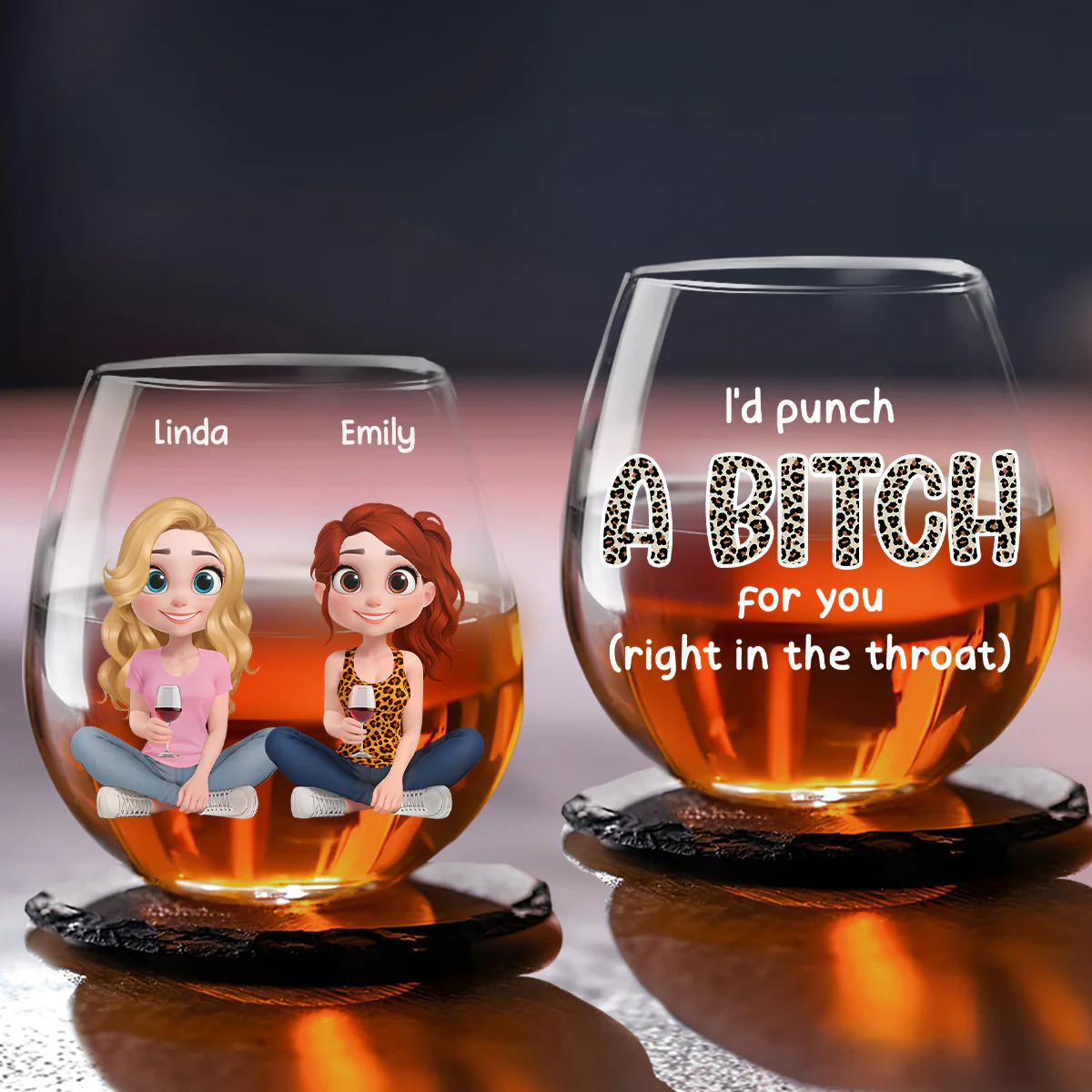 Always Friends Cartoonize - Personalized Custom Wine Glass