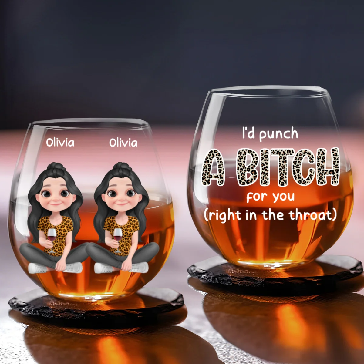 Always Friends Cartoonize - Personalized Custom Wine Glass - Image 6