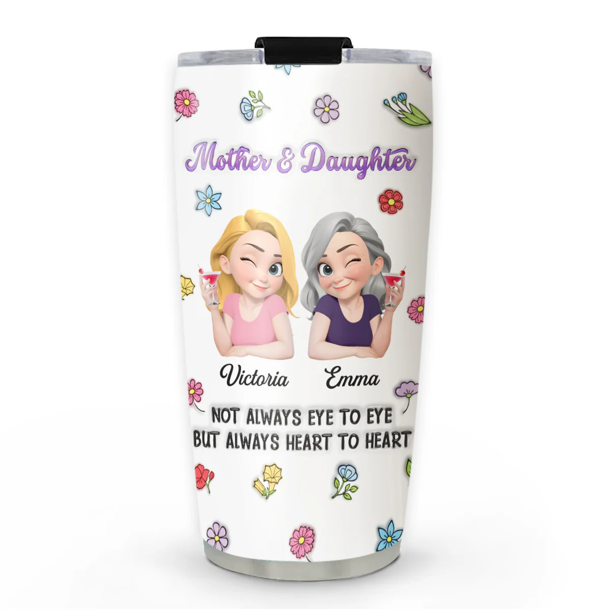 Always Heart To Heart - Personalized Custom 3D Inflated Effect Tumbler