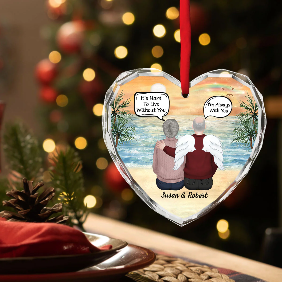 Always In My Heart - Personalized Custom Glass Ornament - Image 3