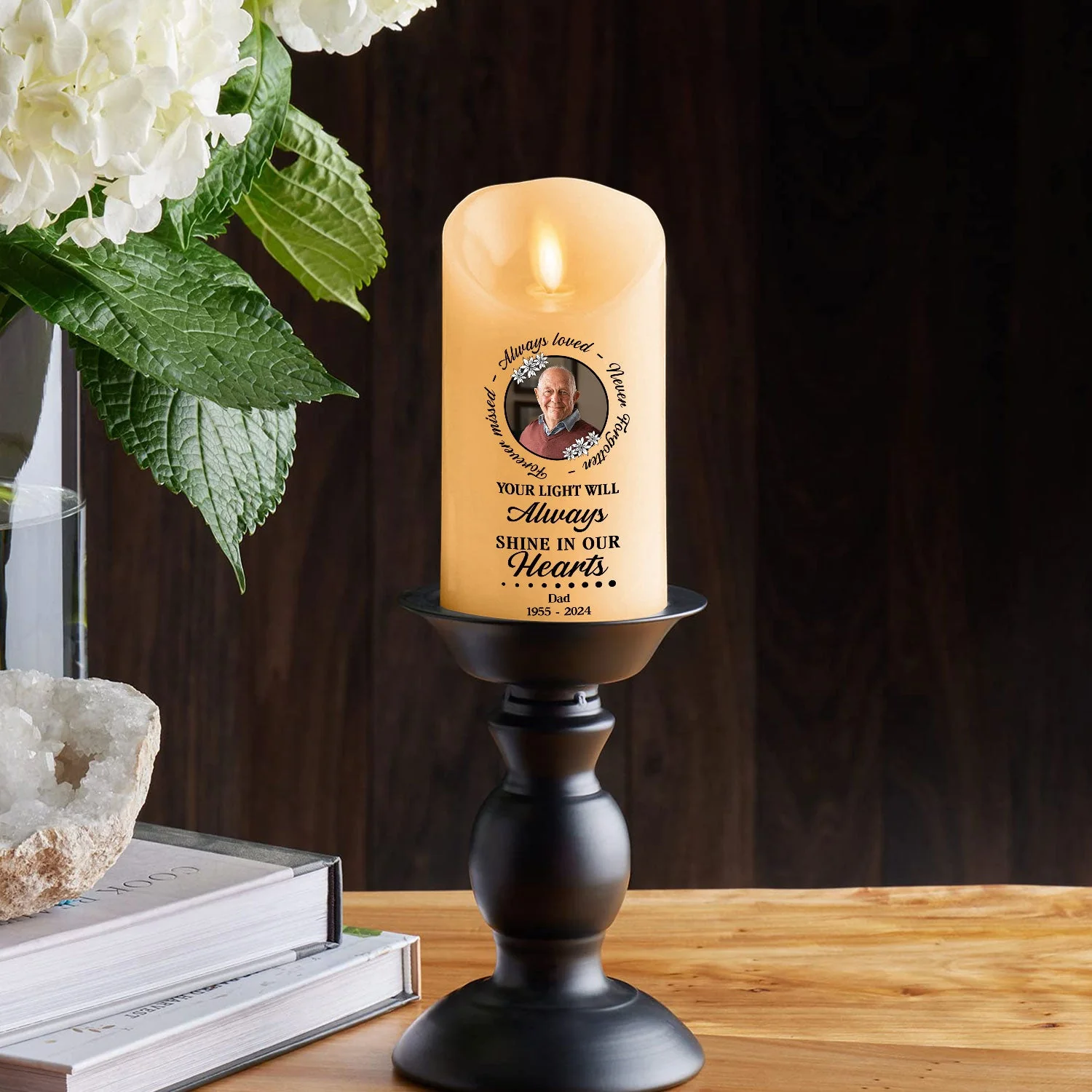 Always In Our Thoughts - Personalized Custom LED Candle - Image 3