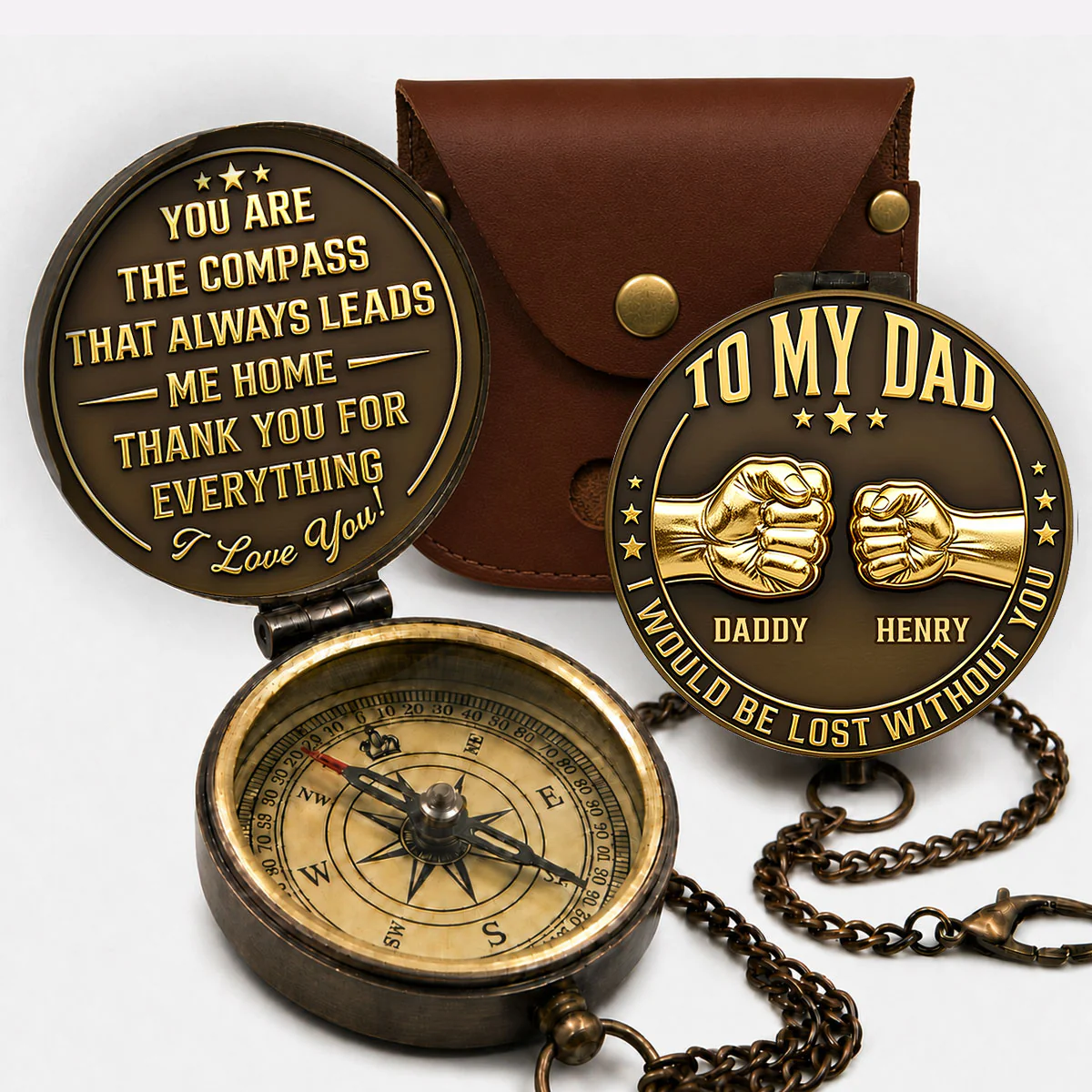 Always Leads Me Home - Personalized Custom Pocket Compass