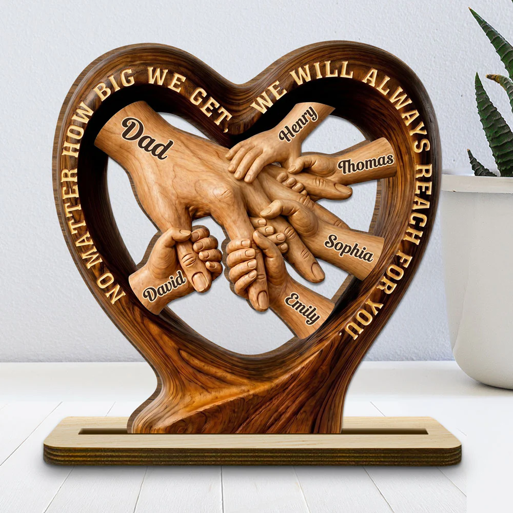 Always Looking Upward Dad - Personalized Custom 2-Layer Wood Plaque With Flat Base - Image 2
