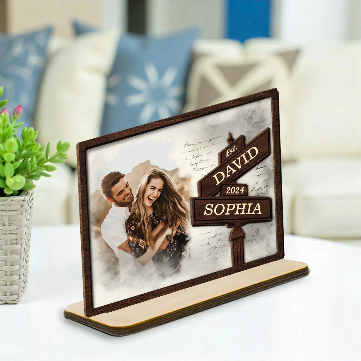 Always Love - Personalized Custom 2-Layer Wood Plaque With Flat Base - Image 2