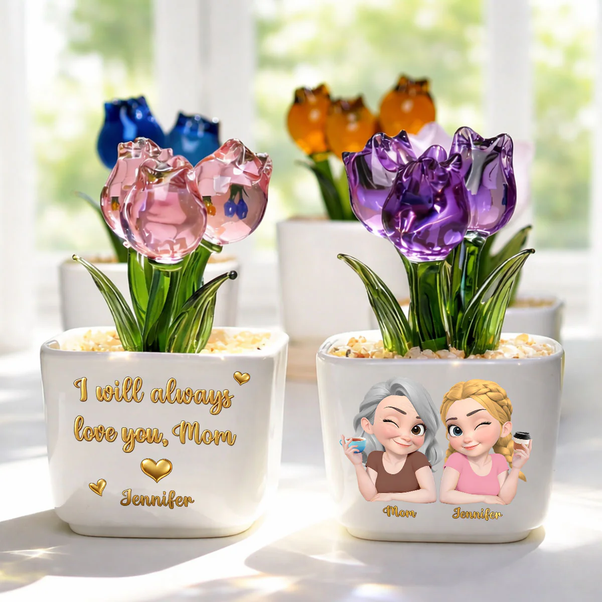 Always Love You - Personalized Custom Glass Everlasting Tulips - Image 2