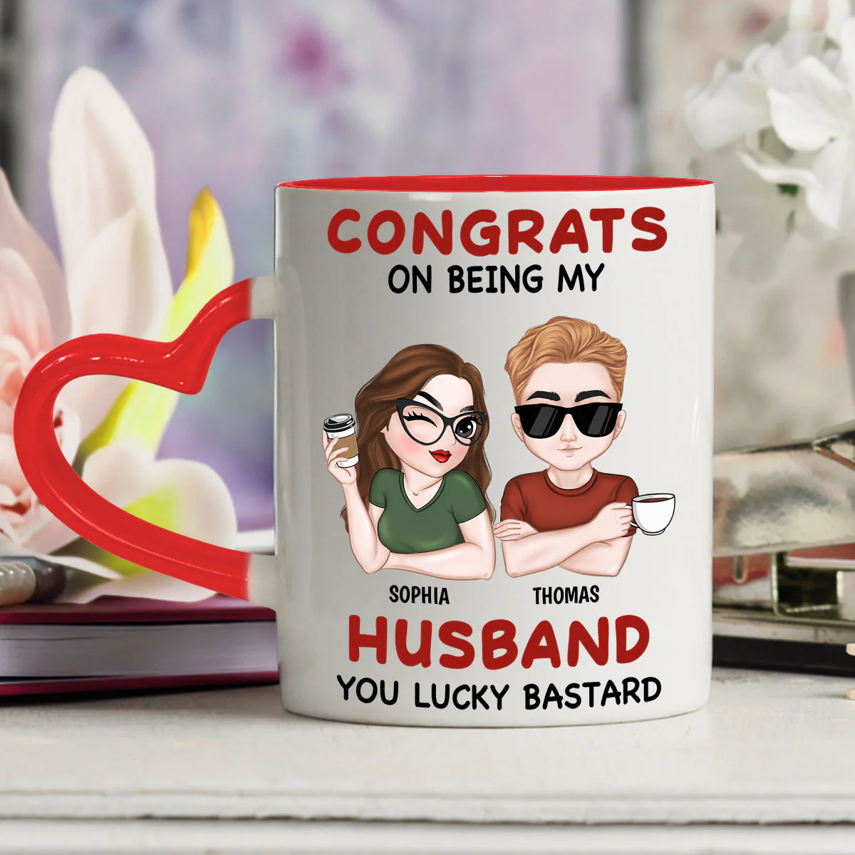 Always Love You - Personalized Custom Heart Handle Mug - Image 2