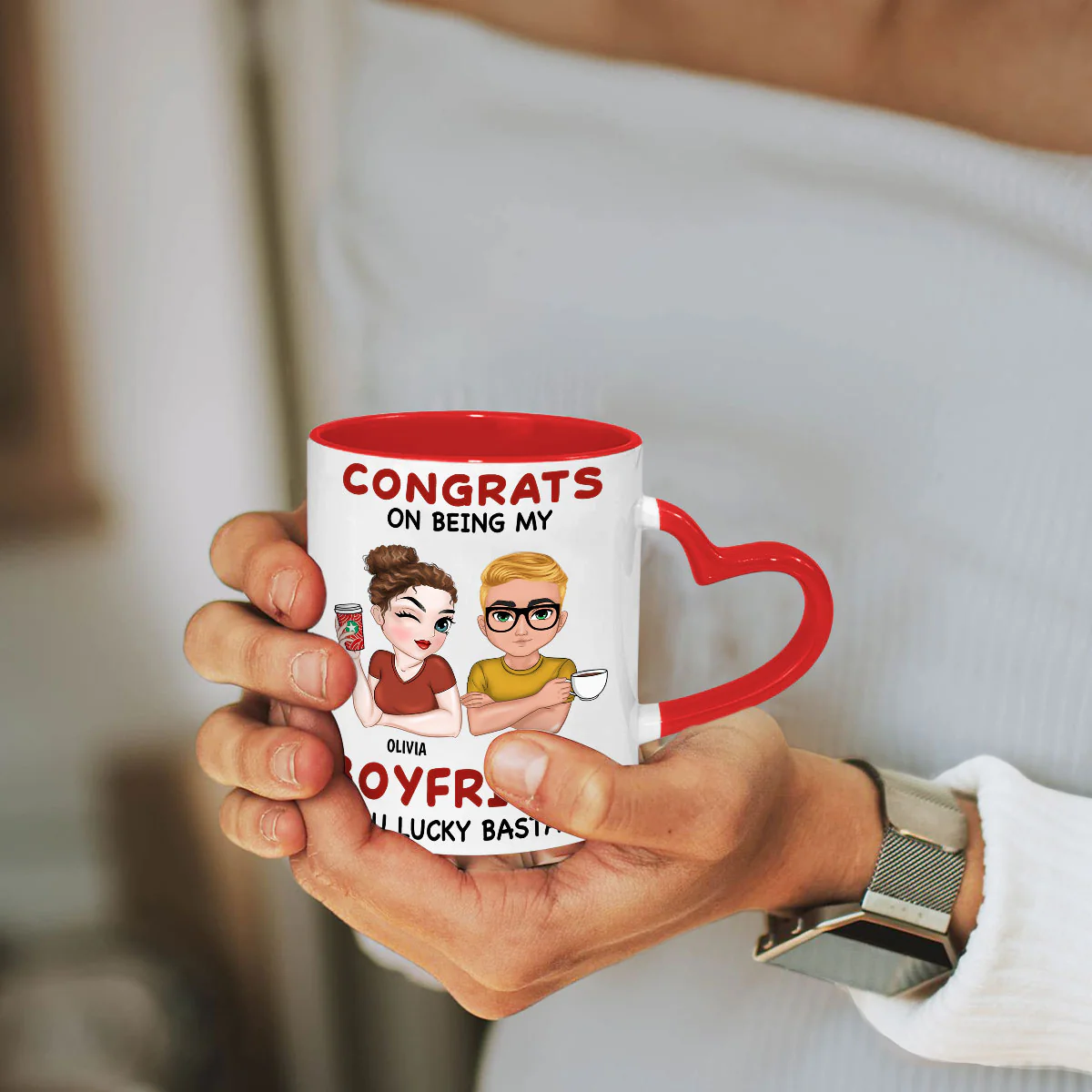 Always Love You - Personalized Custom Heart Handle Mug - Image 3