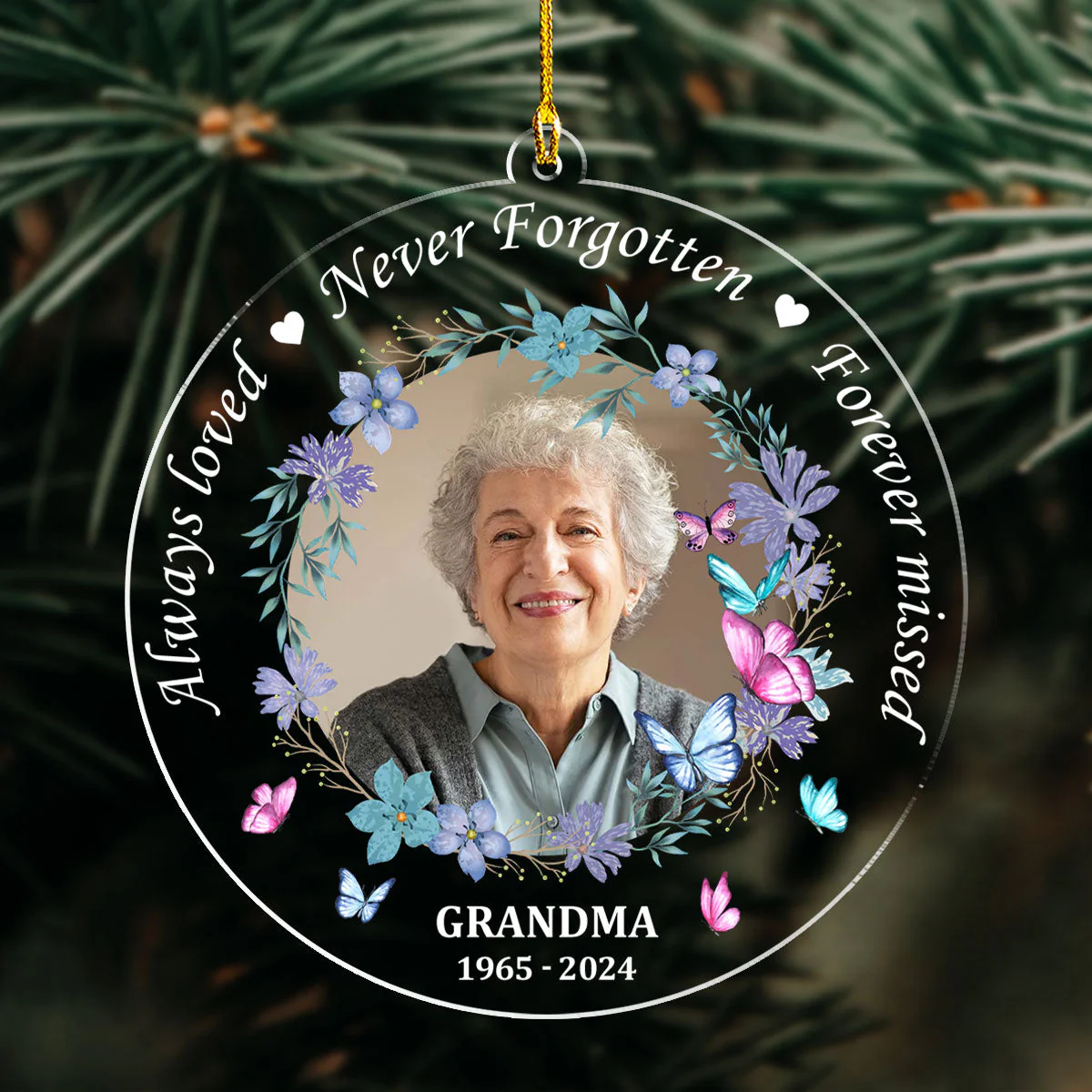 Always Loved And Never Forgotten - Personalized Custom Acrylic Ornament - Image 2