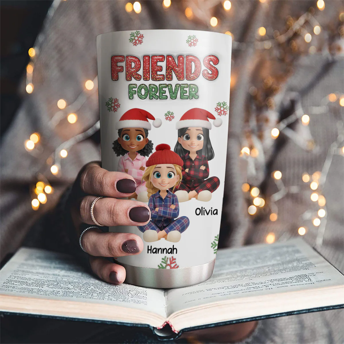 Always My Bestfriend Christmas - Personalized Custom 3D Inflated Effect Tumbler - Image 2