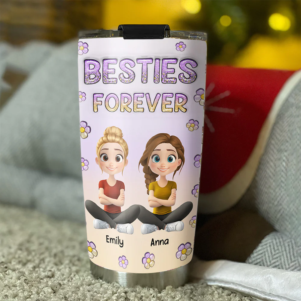 Always My Besties Cartoonize - Personalized Custom 3D Inflated Effect Tumbler - Image 3