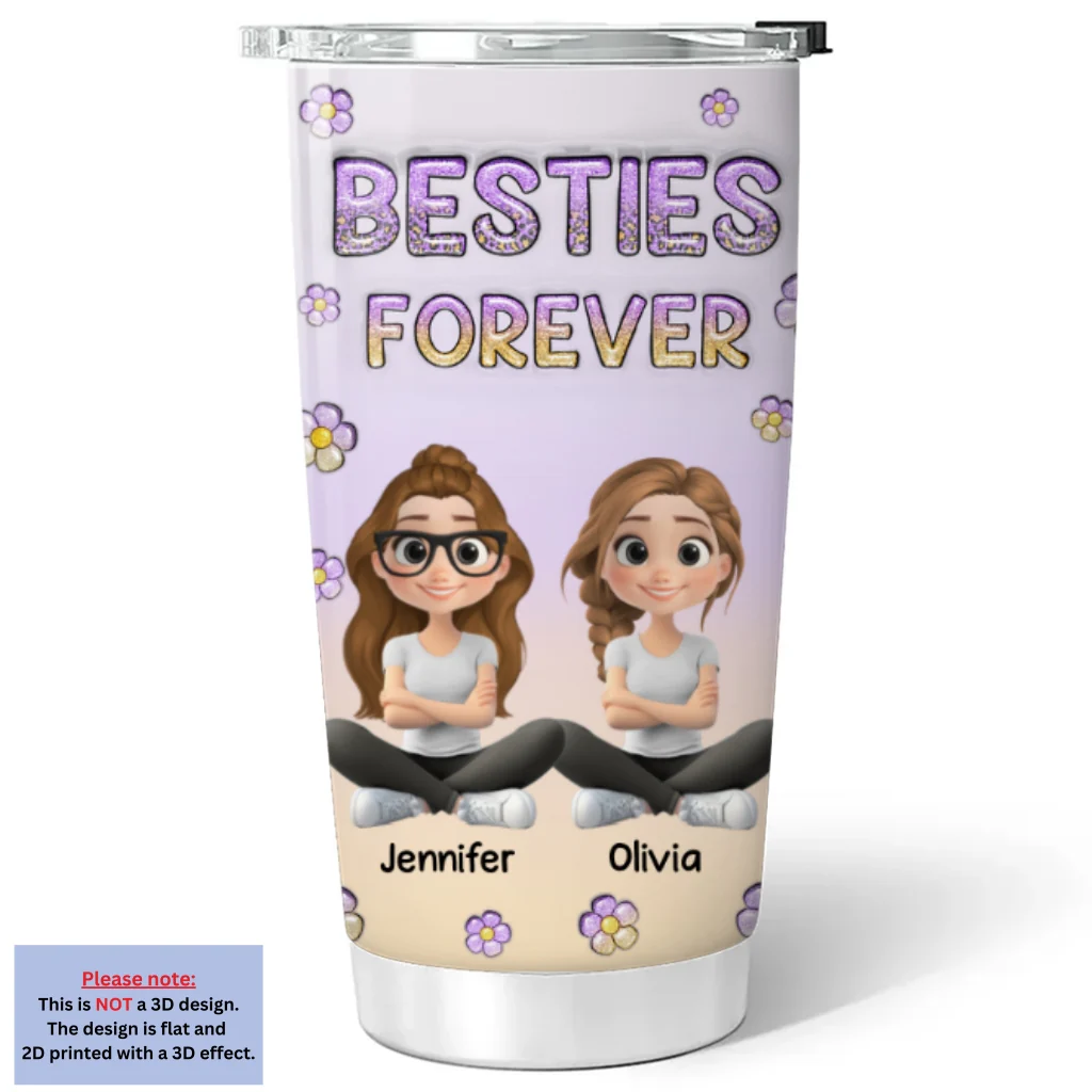 Always My Besties Cartoonize - Personalized Custom 3D Inflated Effect Tumbler - Image 6