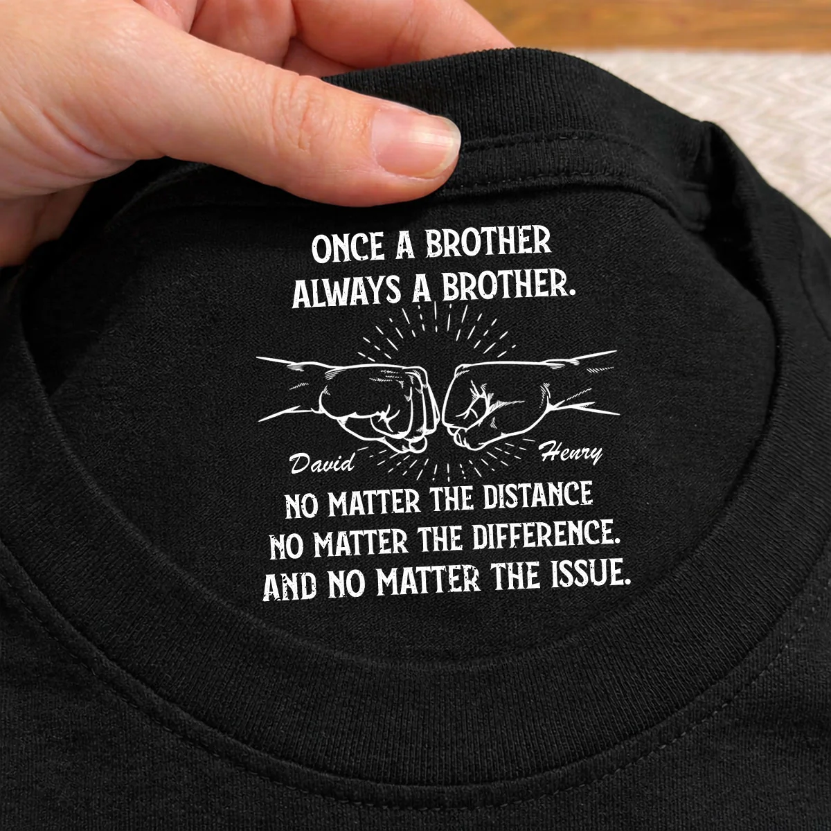 Always My Brother - Personalized Custom Inside Neck Print T-Shirt - Image 3