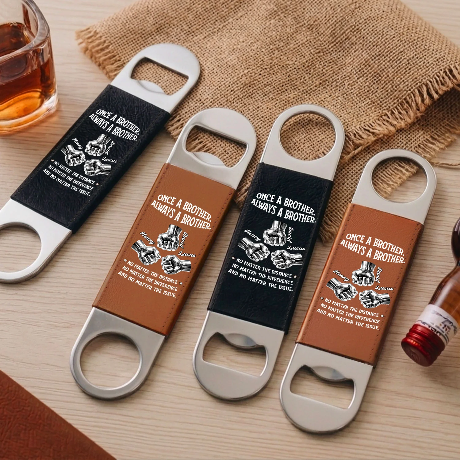 Always My Brother - Personalized Custom Leather Bottle Opener - Image 2